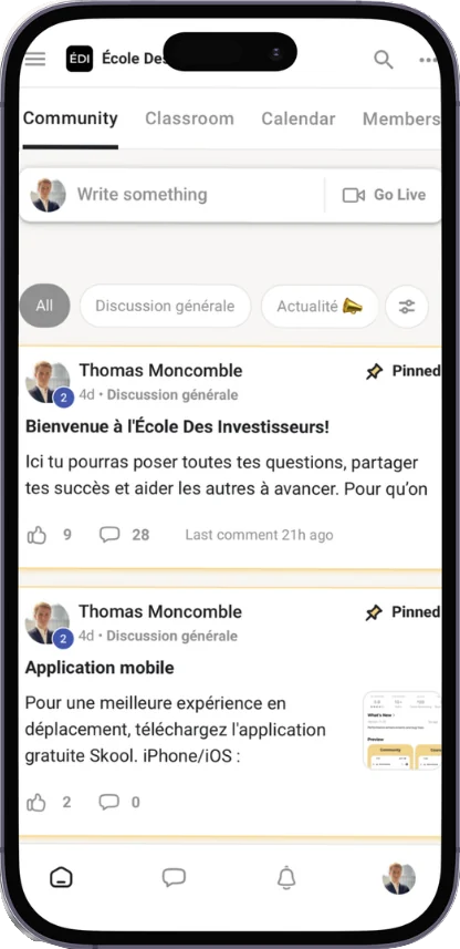 L’application Skool sur téléphone